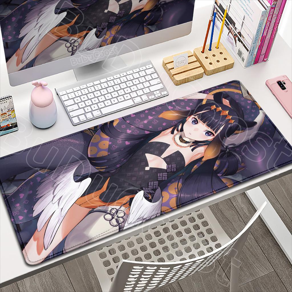 Locking Edge Hololive Computer Office Keyboard Mat XXL Kawaii Anime Girl Ninomae Ina'nis Mousepad Large Office Cabinet Table Mat