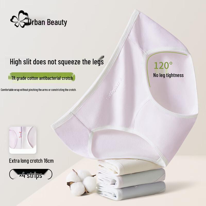 Urban Beauty Women s High-Cut 7A Antibacterial Cotton Briefs 4-Pack XL