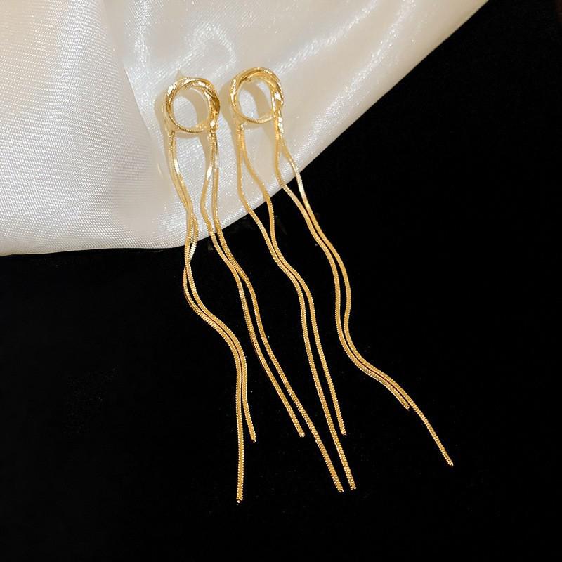 

Silver Needle Zircon Leaf Tassel Earrings: Exquisite Fashion, Light Luxury Dangle Jewelry.