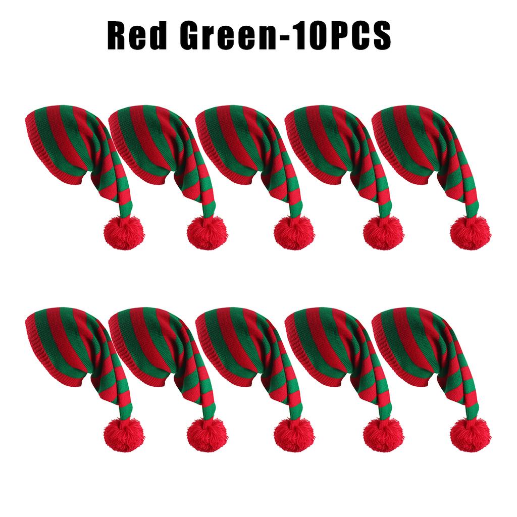 Christmas Unisex Knit Stocking Cap Euro Style Long Tail Pom Pom Elf Hat Festive Winter Accessory Gift