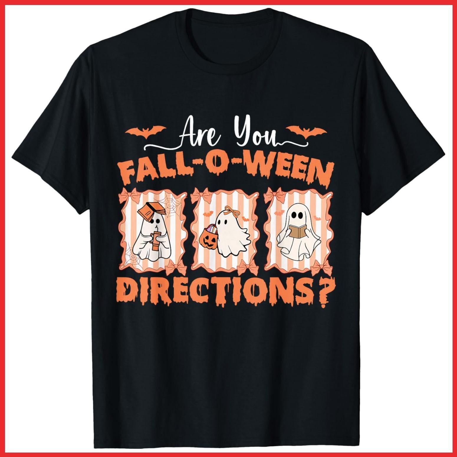 Are You Fall O Ween Directions Funny Teacher Halloween Black Cotton T-Shirt XXXXL