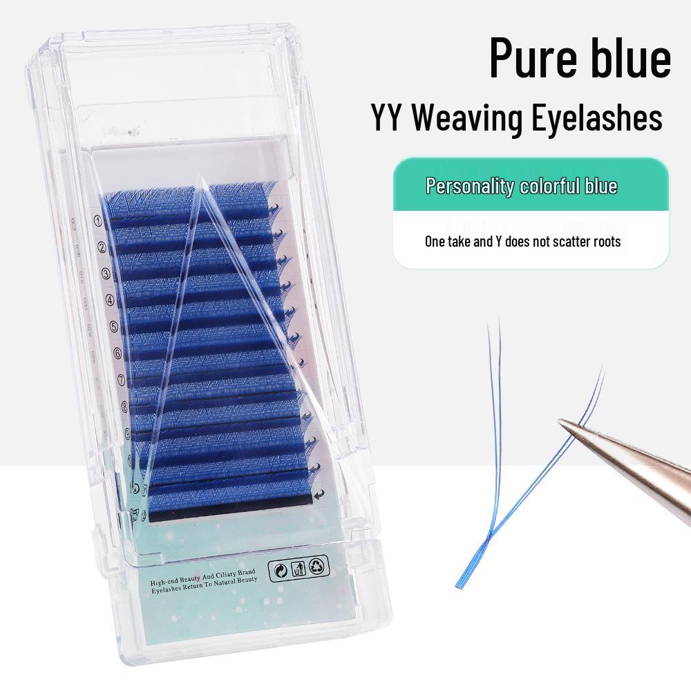 

Blue YY Double Tip Y-Shaped Colored Soft Eyelash Extensions Blue YY 0.07 B-Curl