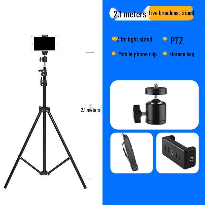 Photography Light Stand & Mobile Phone Tripod – 2.1m Adjustable Floor & Desktop Bracket for Live Streaming