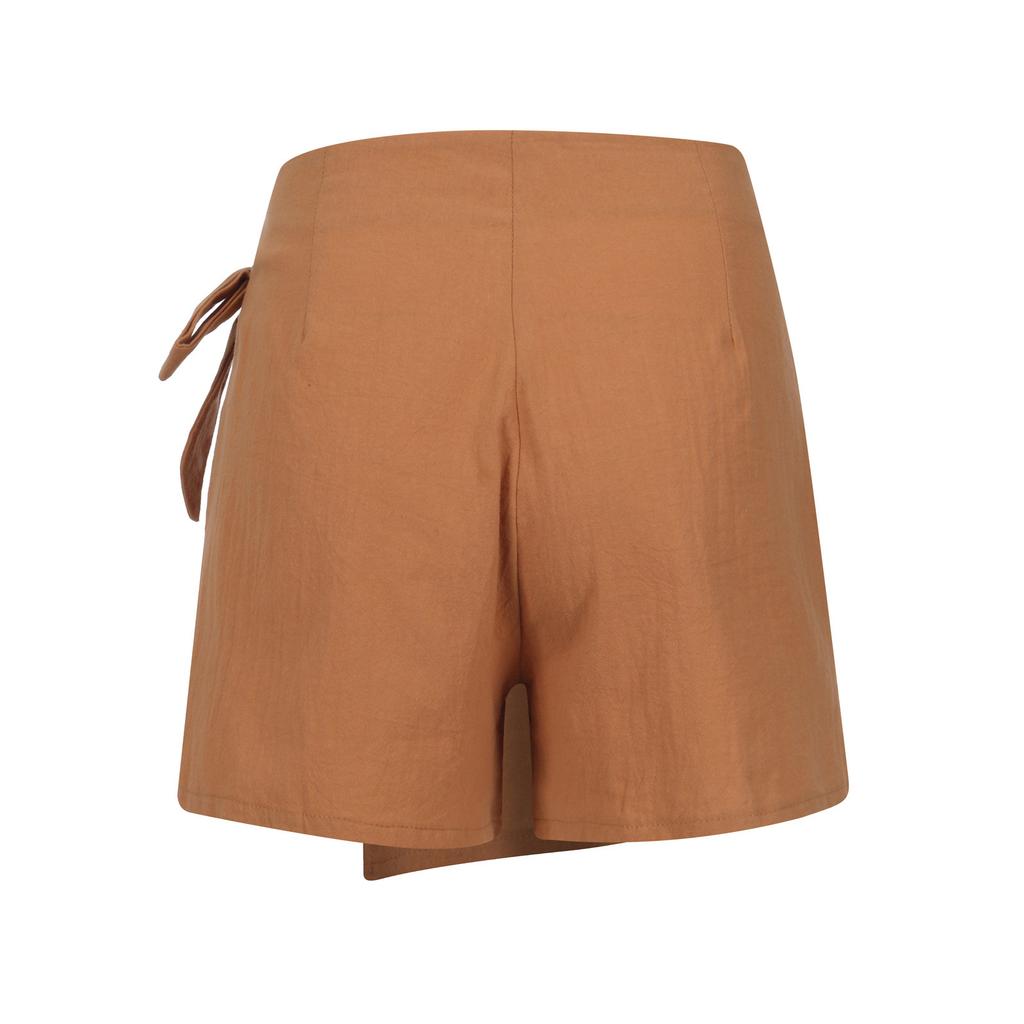 Women's Linen Wrap Shorts High Waist Tie Closure Casual Summer Skort Lightweight Breathable Fabric Comfortable Fit