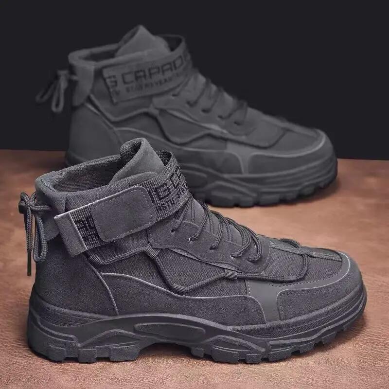 Men's Short Boots New Autumn Winter British Style Fashion Anti-skid Comfort Flat Shoes Outdoor Walking Sneakers Leisure Shoes