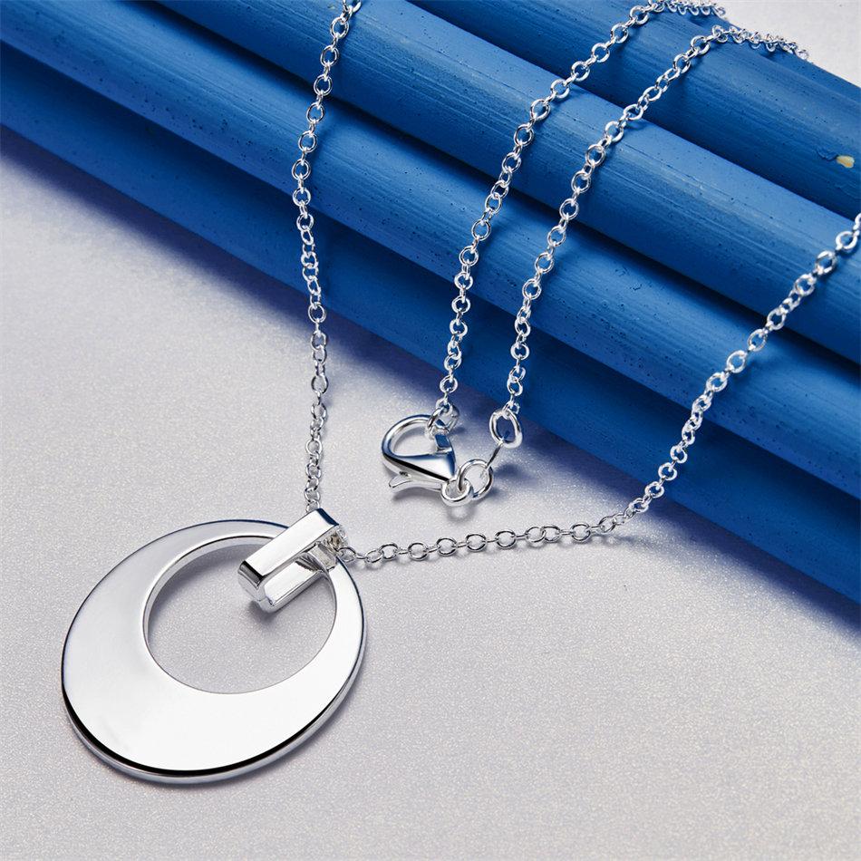 925 sterling silver 16-30 inch exquisite round pendant necklace for women's fashion wedding accessories, jewelry gifts