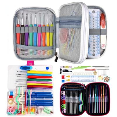 Set Crochet Hook Set with Yarn Knitting Needles Sewing Tools Set Knit Gauge Scissors Holder Hook Knitting