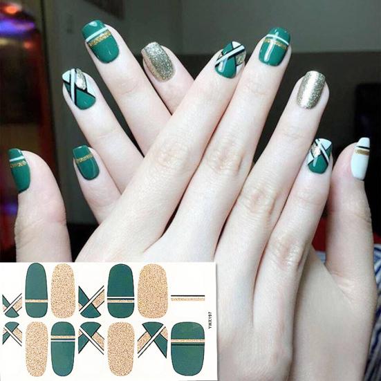 Lot de 14 autocollants imperméables pour ongles 3D, couverture complète, décoration adhésive pour manucure