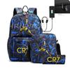 Sports Casual CR7 Backpacks 3pcs Simple Lightweight Capacity Teens Laptop School Bags Women Men Travel USB An-ti Lock Mochilas