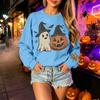 Unisex Halloween Print Lightweight Long Sleeve Neck Pullover Sweatshirt for Casual