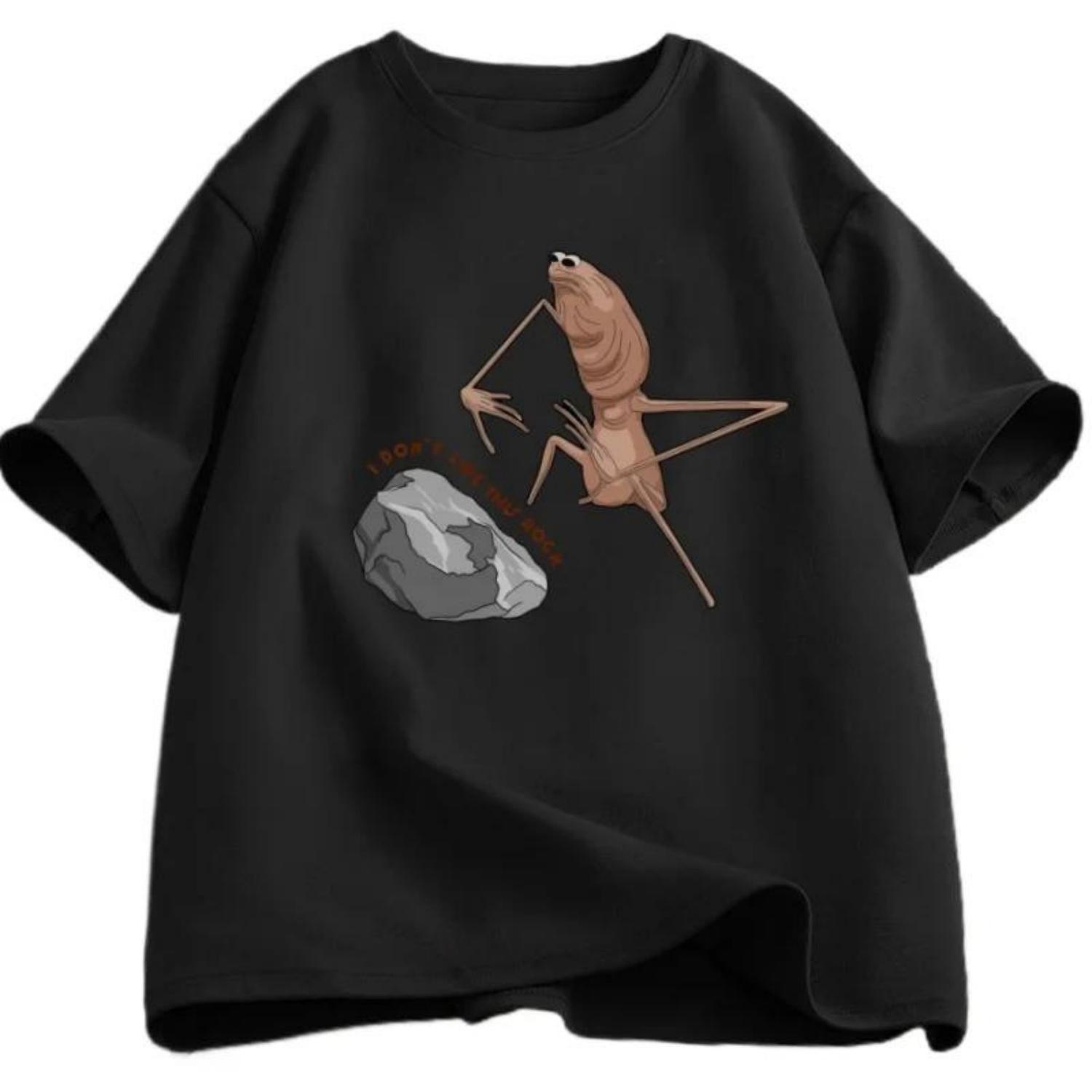 

Mens Roundneck ShortSleeve Creative Cartoon Pattern 100 Cotton LooseFitting Casual Clothing Tshirt S чёрный