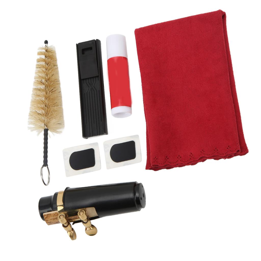 Saxophone Mouthpiece Kit Soprano Cleaning Set Brush Ligature Cork Grease for Maintenance