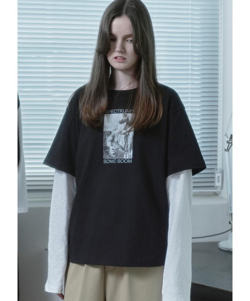Kilyu Sonic Boom Layerd Long Sleeve T-Shirt_Black