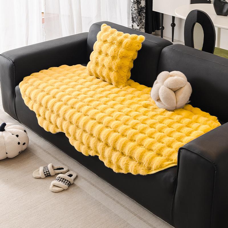 Special-Shaped Irregular Sofa Cushion Autumn And Winter Thickened Plush Straight-Breasted Leather Sofa Seat Cushion  New High-End Cover Cloth