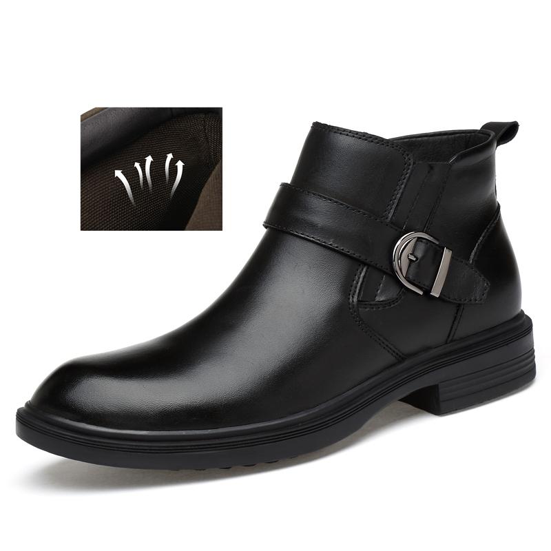 

Модные качественные мужские деловые зимние ботинки из коровьей кожи верхнего слоя, офисные зимние хлопковые ботинки челси, ботильоны с пряжкой, большие размеры 36-47 36
