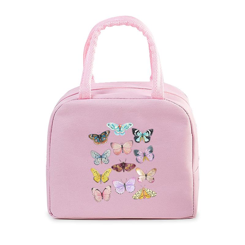 Vintage Butterfly Lunch Bag Student Office Women Men Bento Pouch Aesthetics Butterfly Insulation Portable Picnic Food Lunch Bags