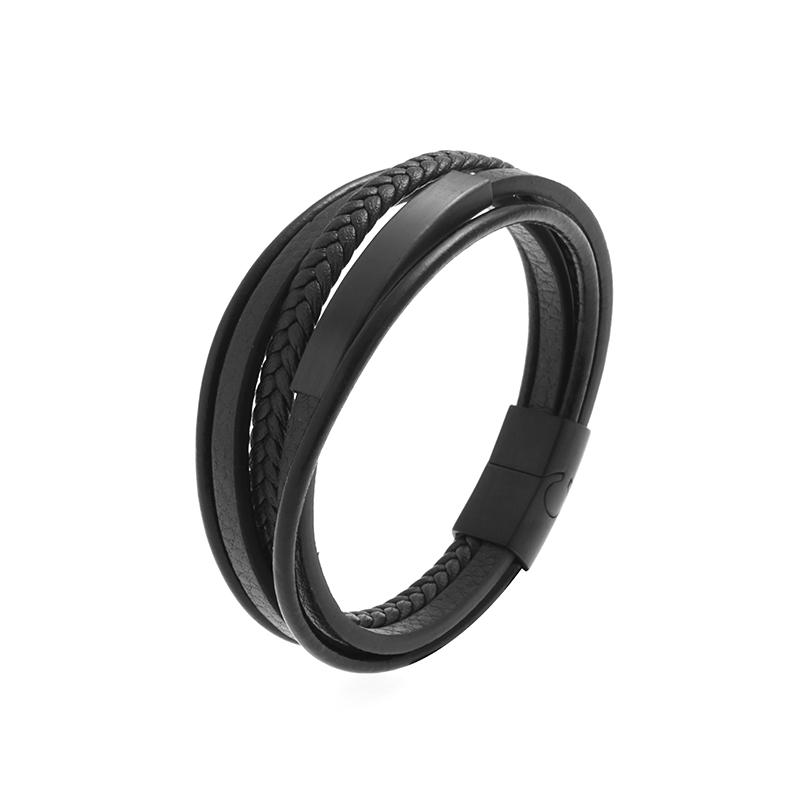 Classic Punk Metal Magnetic Clasp Multilayer Leather Bracelet for Men High Quality Handsome Party Jewelry Male Birthday Gift