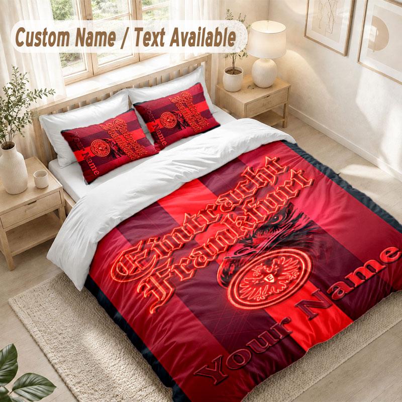 Custom Name Bedding Set 3 PiecesEintracht Frankfurt Print Duvet Cover + 2 Pillowcases Soft Bed Decor