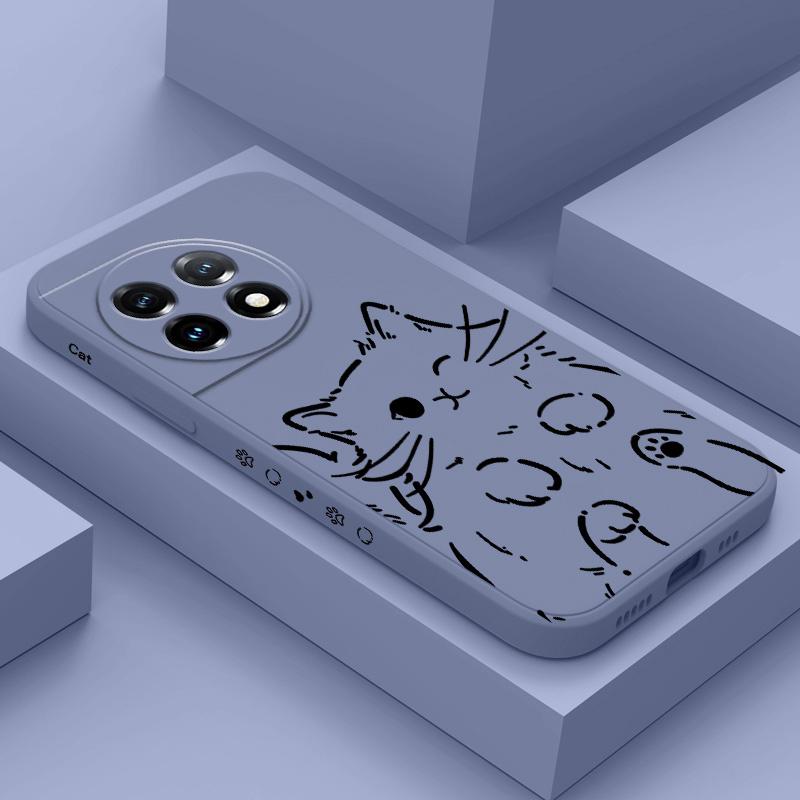 Smart Cat Phone Case For Oneplus 13 13R 12 12R 11 11R 10 10R 10T 9R 9RT 9 8T 8 7 7T Pro 5G Liquid Silicone Cover