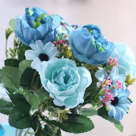 Simulierte Pfingstrose Realistischer Künstlicher Strauß mit Grünen Blättern Zweigen