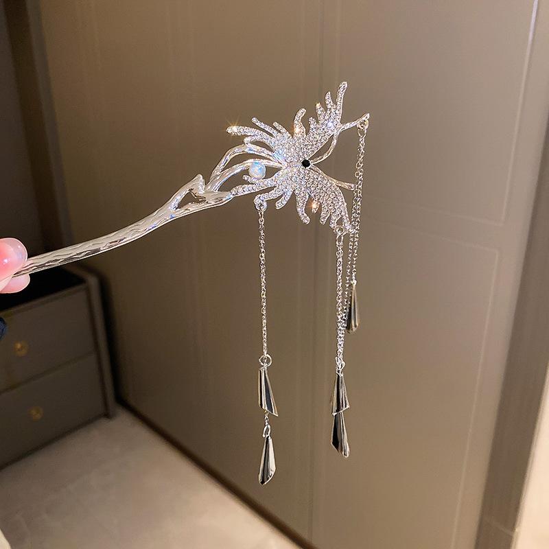 Chinese Style Vintage Hairpin Elegant Flower Vine Jade Stone Hair Stick Hanfu Cheongsam Evening Dress Hair Decor Accessories
