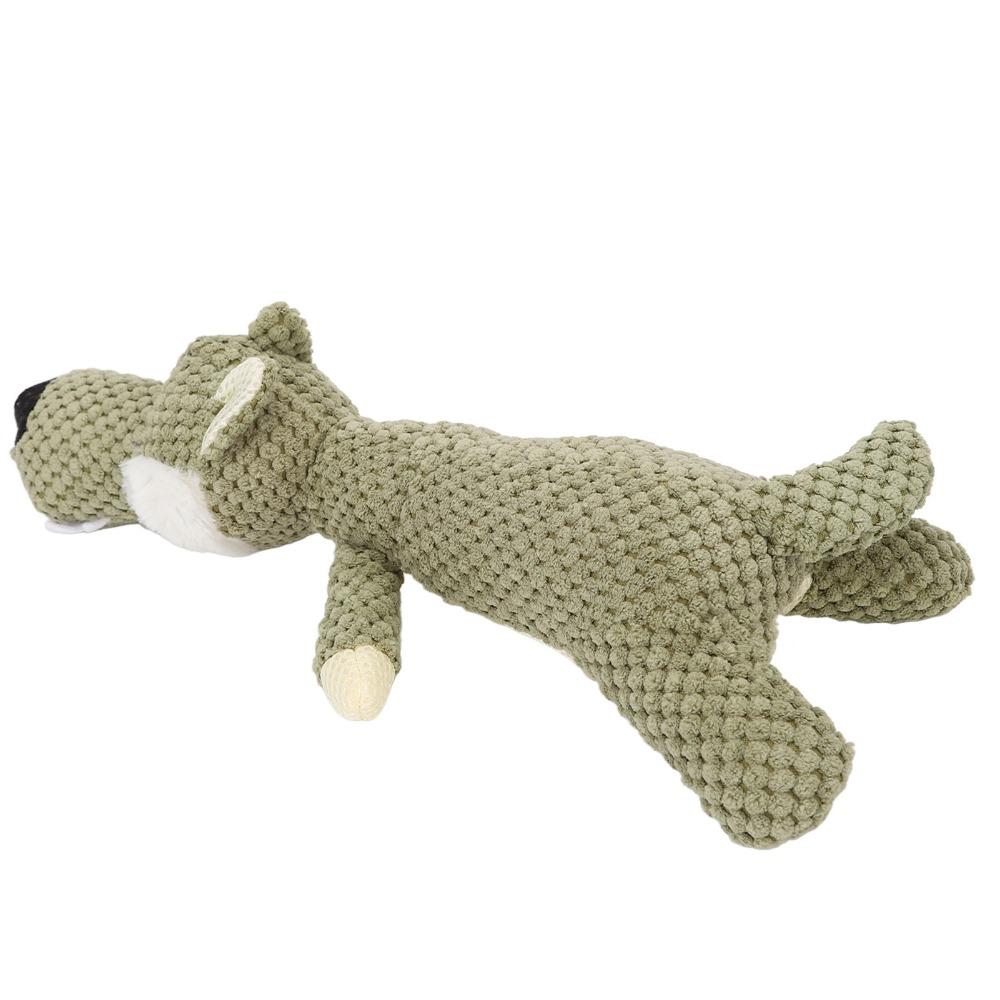 Lying Wolf Outline Plush Dog Chew Toy Interactive Pet Play Doll Teething Puppy Breeds