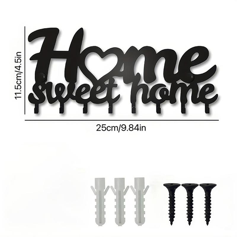 Metal Wall Mounted Key Holder Decorative Wall Hanger Hook Household Coat Rack With 8 Hooks Clothes Towels Hats Bags Keys