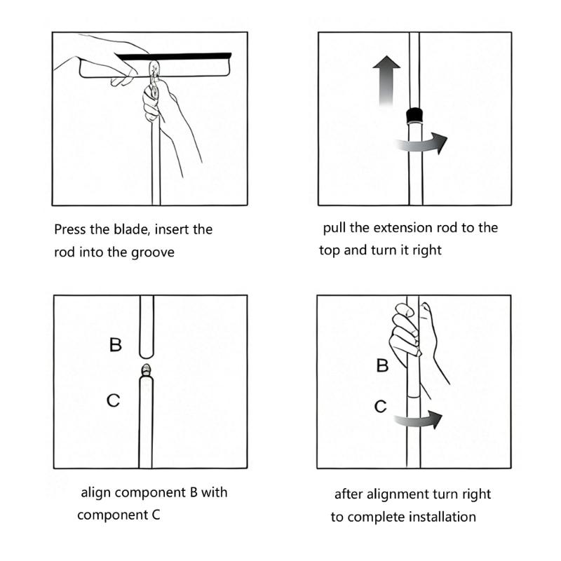 Extendable Glass Cleaner Tool Having Soft Rubber Wiper And Brush For Mirrors Cars