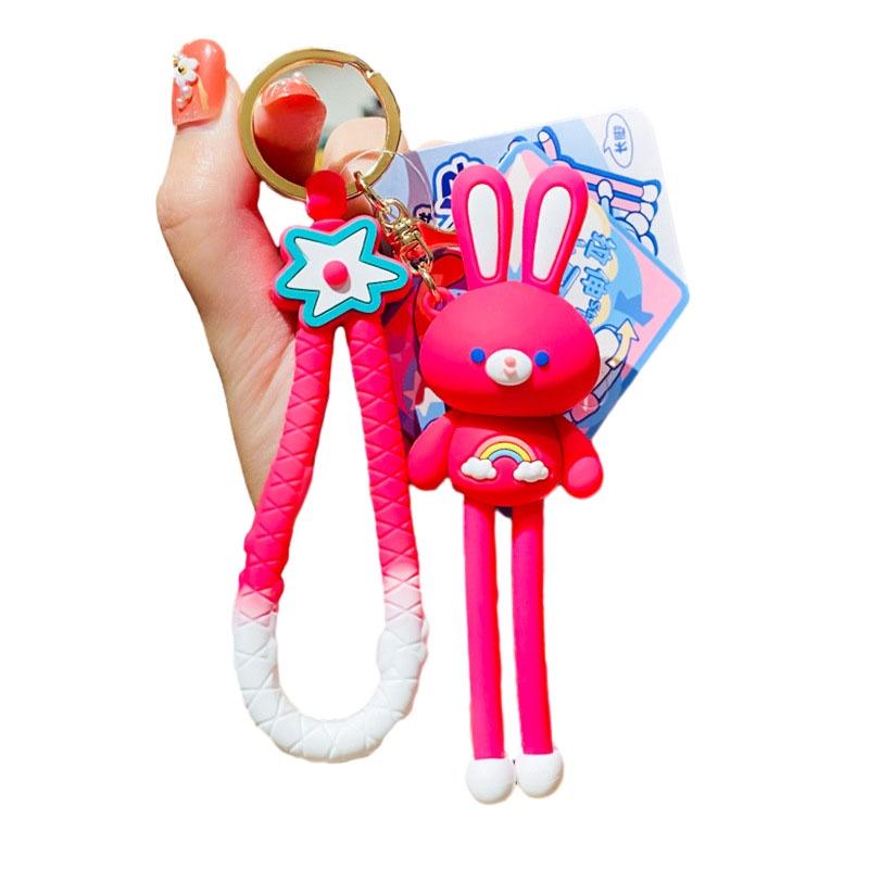 

Bunny Stretchable Keychain Knotted Car Key Ring Backpack Cartoon Bag Accessory Red