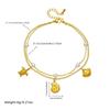 Gold Plated Stainless Steel Double Layer Heart Shell Pearl Anklet For Women