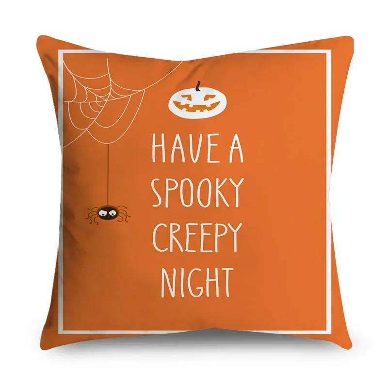 Halloween Theme Horror Pumpkin Wizard Print Pattern Cushion Cover Home Living Room Sofa Decoration Square Throw Pillow