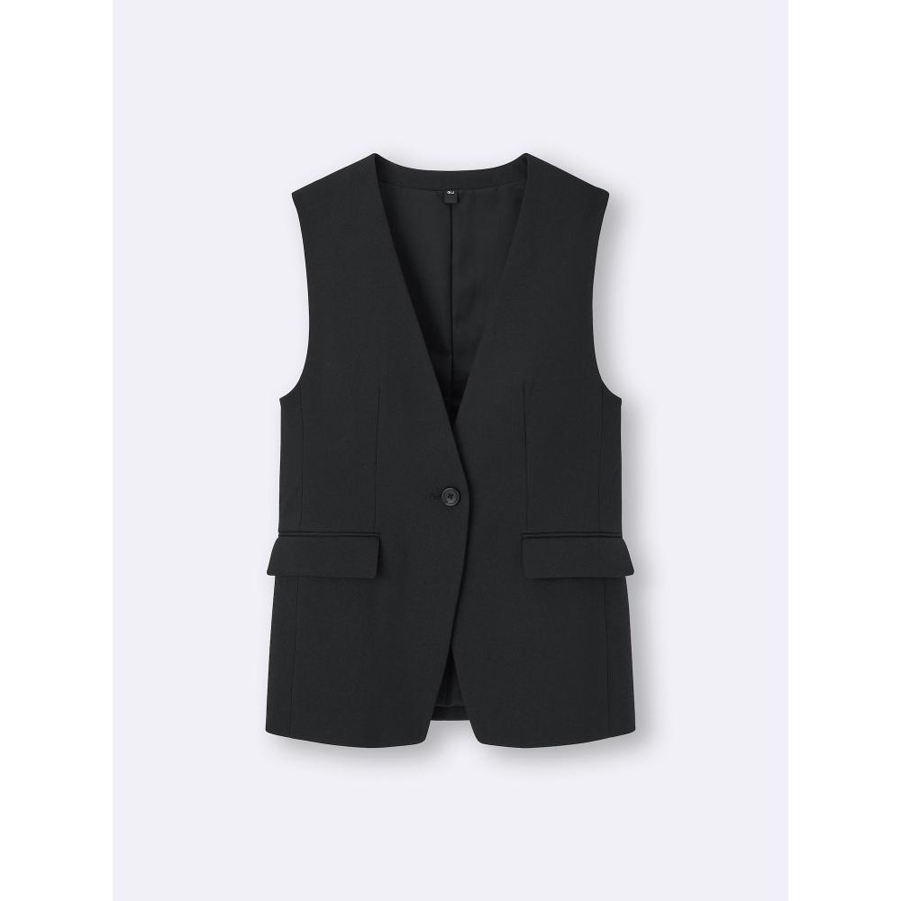 Gu By Uniqlo Collarless Vest Z  Can Be Set Up 
