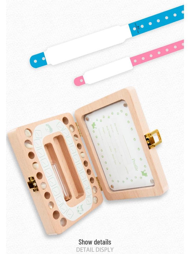 Cross-border Wooden Lanugo Baby Teeth Storage Box - English & Japanese Design