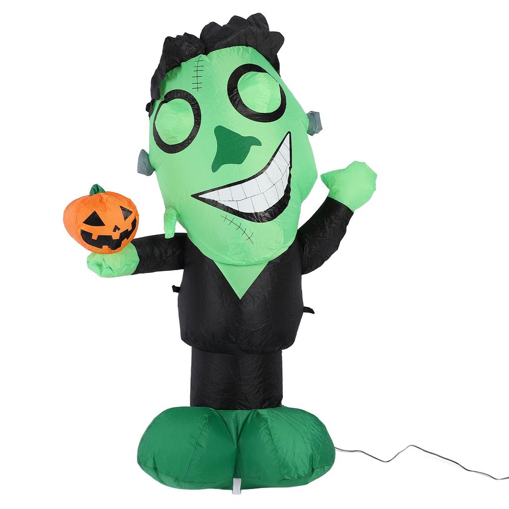 3.9ft Inflatable Green Monster with Pumpkin Big Eyes LED Lights Outdoor Yard Garden Lawn Holiday Par