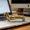 Yousheng Vintage Brass Dachshund Statue Mini Standing Dog Sculpture Collectible Animal Ornament for Home Office Bookshelf Desktop