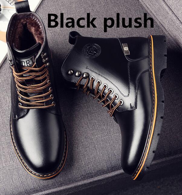 High Quality Men Boots Winter Snow Warm Casual Shoes Men Boots Genuine Leather Plush Fur Fashion Boots Size 38-44