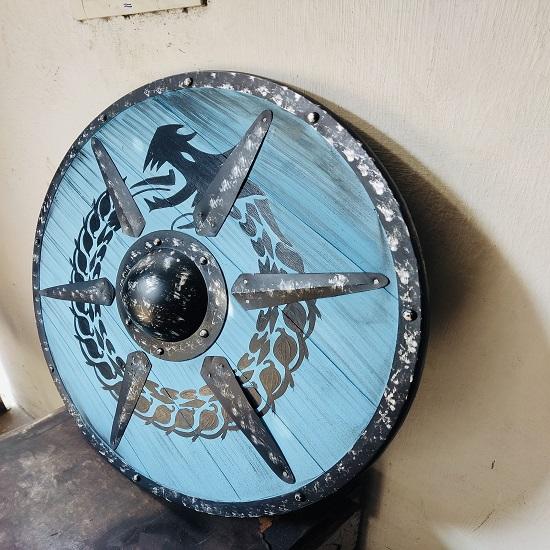 Medieval Viking Dragon Shields Fenrir Grey Wolf Authentic Battle Worn Viking Shields Home Decorational Shield