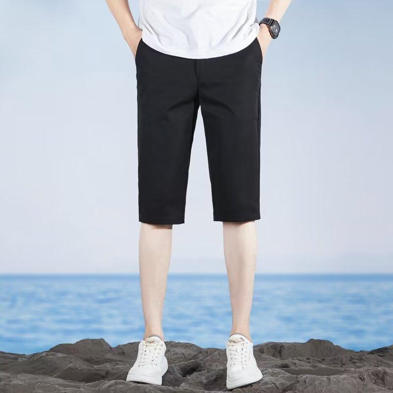 Summer New Suit Shorts Men's Fashion Casual Five-point Medium Pants Non-ironing Slim-fitting Thin Suit Shorts Men