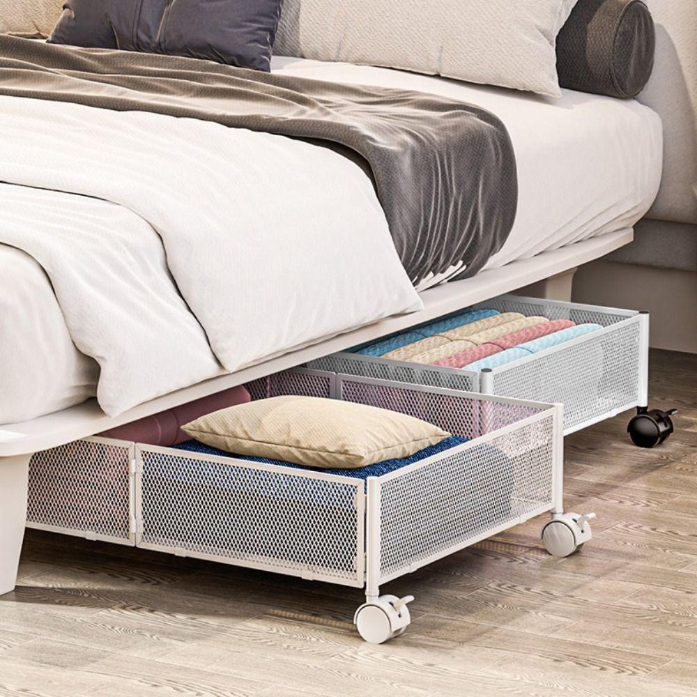 Bettaufbewahrungskorb aus Kohlenstoffstahl mit Rädern Schubladen-Aufbewahrungskorb Neuer Boden-Aufbewahrungswagen Schlafzimmer