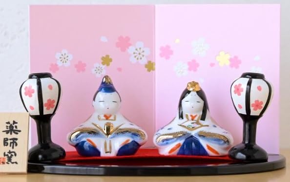 

Yakushigama Hina Dolls - Compact Ceramic, Small, Cute, Dyed and Brocade Yayoi Hina Dolls, Miniature, First Hina Festival, Peach Festival