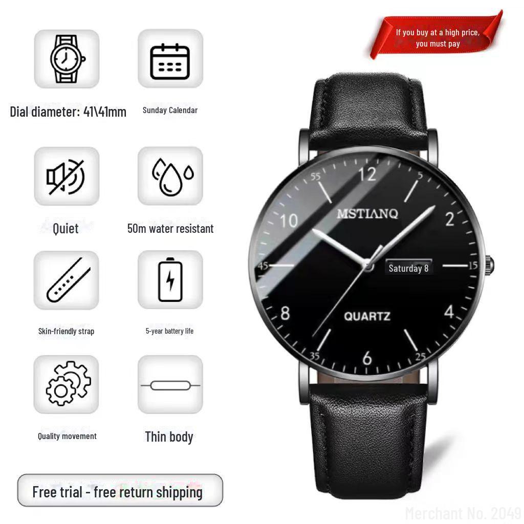 2024 Świecący Cichy Zegarek dla Uczniów Gimnazjum - Wszechstronny Styl Męski Wysokiej Wartości