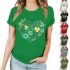 Women's Casual Saint Patrick Print T-Shirt Round Neck Pullover Short Sleeve Top