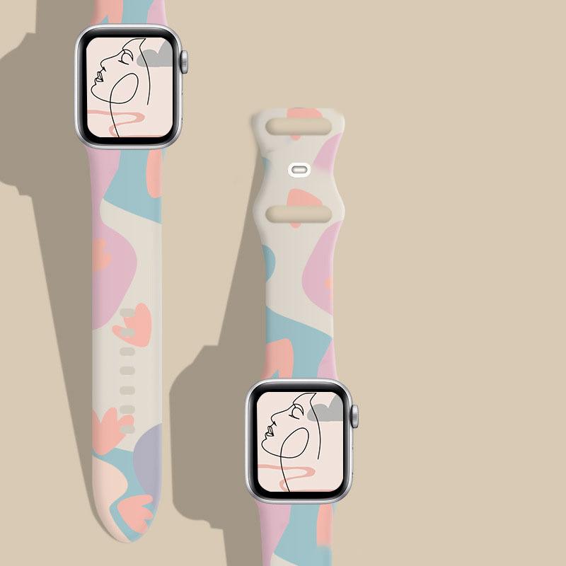 Pentru curele de Crăciun Pentru curea Apple Watch 44mm Ultra 2 49mm 40mm femei Brățară silicon imprimată iWatch Series 9 8 7 6 5 SE 41/45mm