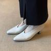 Fashion New Women's Heels Pointed Toe Shallow Mouth Retro Granny Shoes High Heel Pumps Seasons Single Shoes Fashion  Zapatillas De Mujer