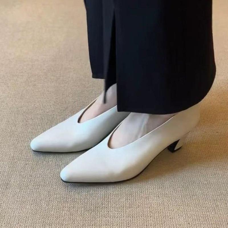 Fashion New Women's Heels Pointed Toe Shallow Mouth Retro Granny Shoes High Heel Pumps Seasons Single Shoes Fashion  Zapatillas De Mujer