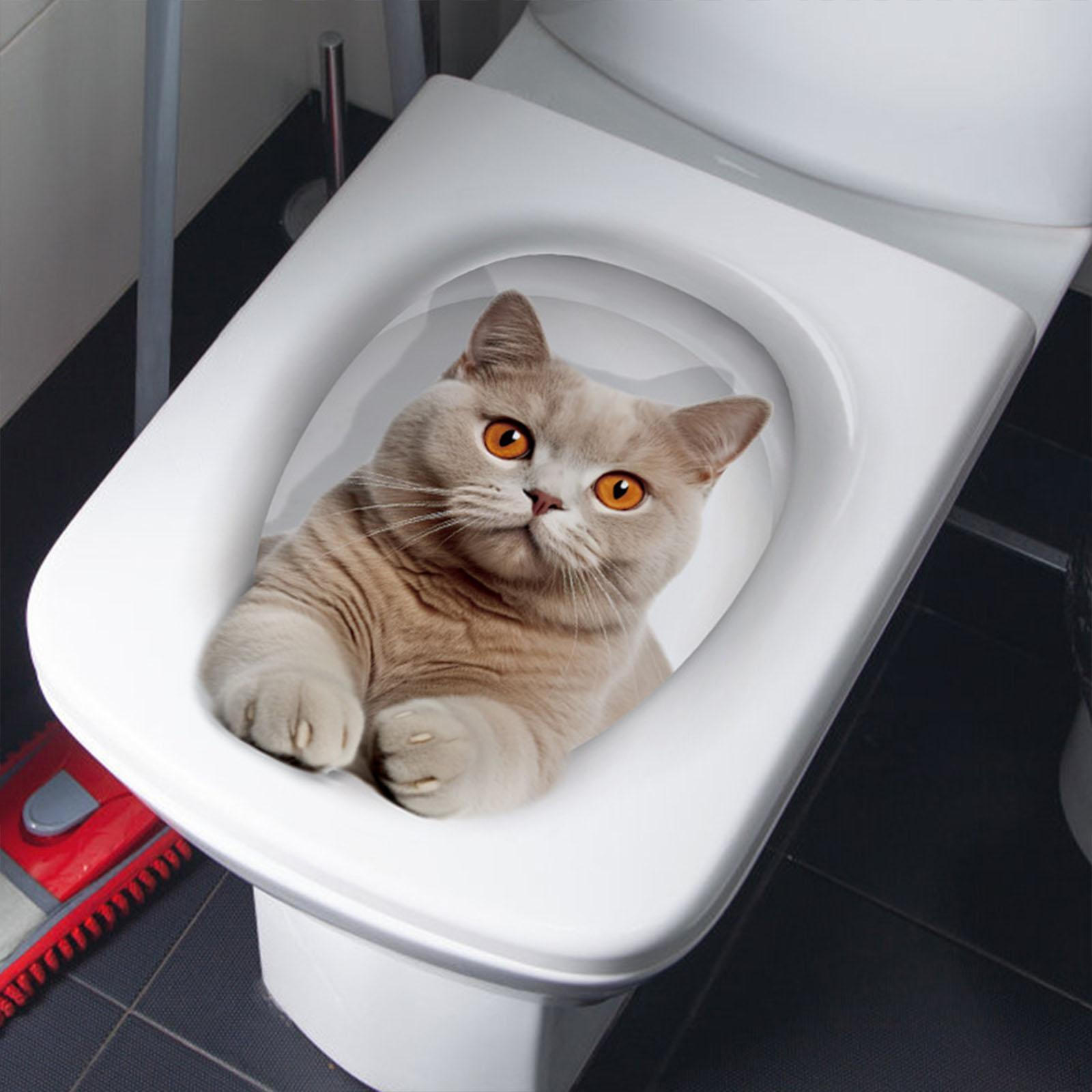 

очаровательная наклейка на сиденье унитаза в форме котенка, аксессуар для ванной комнаты Style B