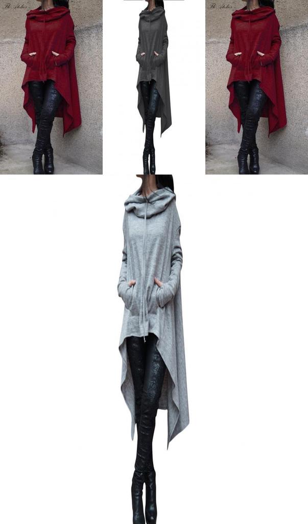 Felpa con Cappuccio da Donna Pulli Con Cappuccio Asimmetrico Lungo e Design Accogliente del Maglione