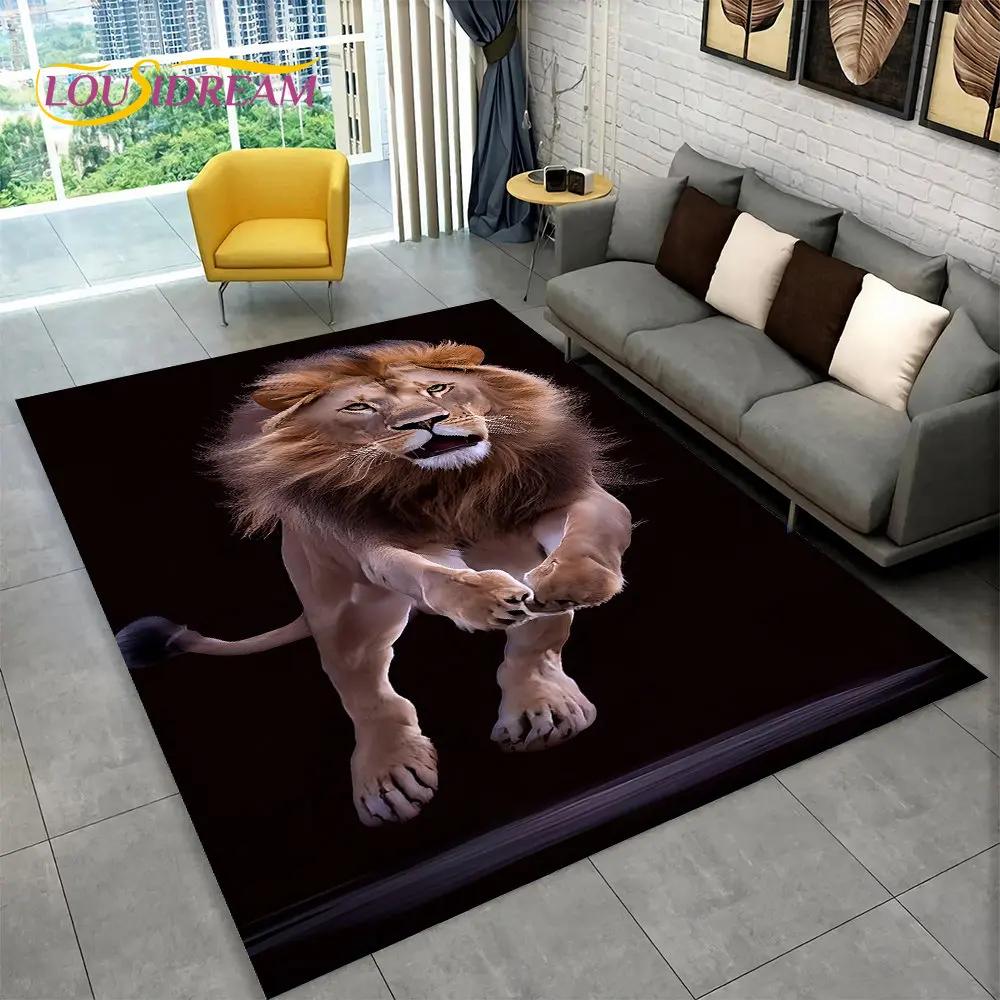 Novo tapete grande de área de animal de leão de sonho 3D, tapete de carpete para sala de estar, quarto, sofá, capacho de decoração, tapete de chão antiderrapante para brincadeira de criança
