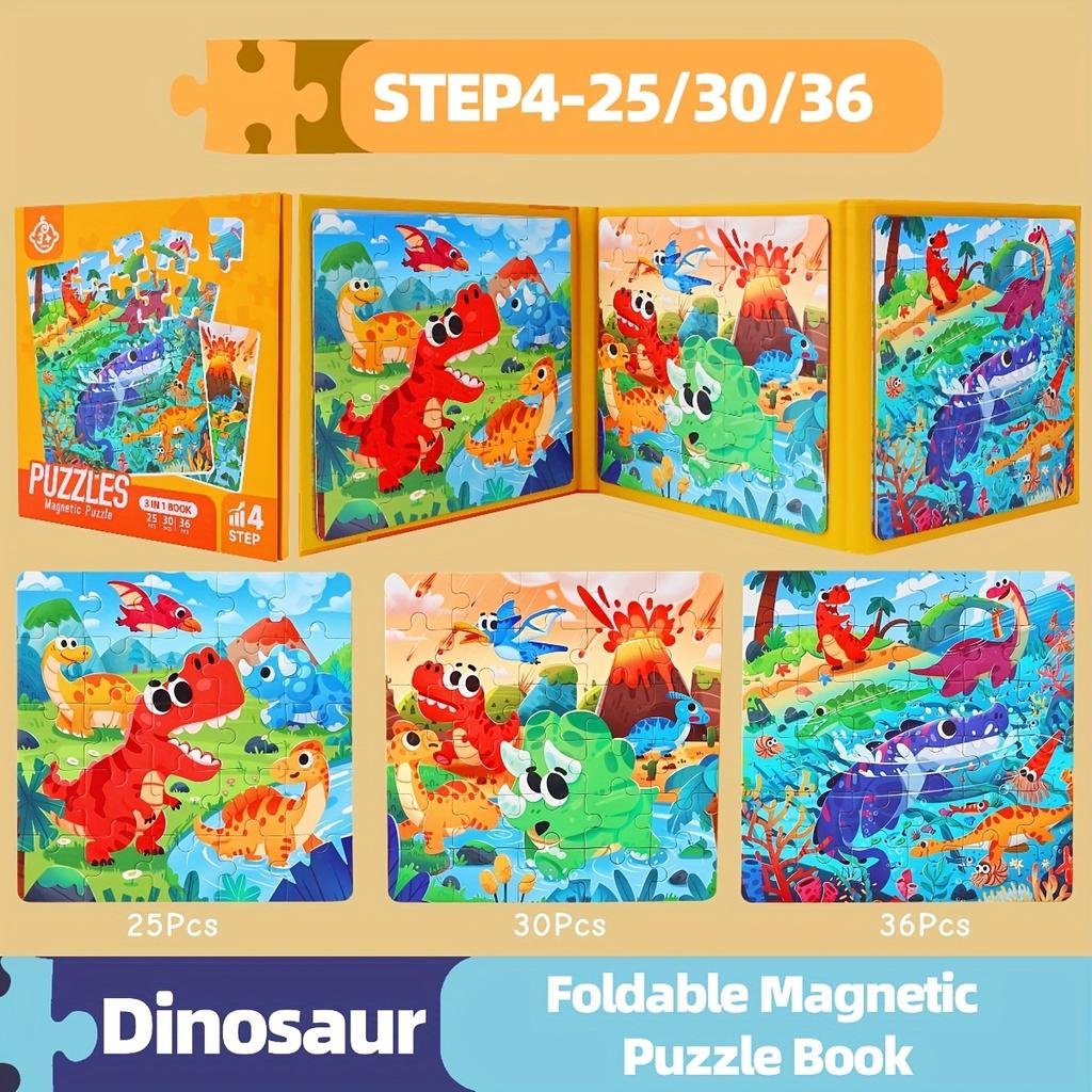 Foldable Magnetic Puzzles for Toddlers Travel Entertainment Cartoon Toys Car Airplane Road Trip Activities Games Birthday Gifts