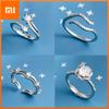 925 Sterling Silver Rings For Women Geometric Fine Jewelry Finger Adjustable Shinning Simple Zircon Ring For Party Birthday Gift
